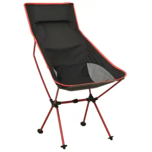 Scaun de camping pliabil, negru, PVC și aluminiu - Acest scaun compact de camping este perfect pentru relaxare și odihnă în campinguri, pe plajă sau în grădina dvs. Cadrul acestui scaun de exterior est...