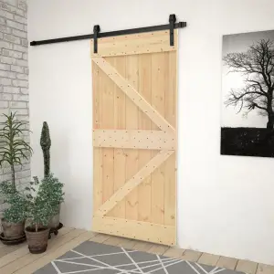 Ușă glisantă cu set feronerie, 90x210 cm, lemn masiv de pin - Această ușă glisantă din lemn masiv de pin este proiectată pentru a îmbogăți zona de intrare a casei dvs. și, de asemenea, pentru o securitate mai bun...