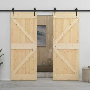 Ușă glisantă cu set feronerie, 80 x 210 cm, lemn masiv de pin - Această ușă glisantă din lemn masiv de pin este proiectată pentru a îmbogăți zona de intrare a casei dvs. și, de asemenea, pentru o securitate mai bun...