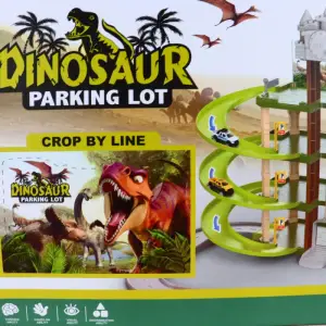Jucarie Dinozaur Loc de Parcare, 3 Etaje, Pista, 40 cm, Multicolor - 