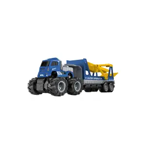 Camion inertia albastru 26 cm cu platforma - Camionul de inerție albastru de 26 cm cu platformă este un produs de jucărie potrivit pentru copiii pasionați de vehicule și construcții. Brandul acestui produs nu a fost specificat. Cu ajutorul mecanismului de inerție, copiii pot să-l propulseze înainte fără a avea nevoie de baterii sau alte surse de energie. Camionul are o platformă pe care pot fi transportate alte obiecte sau alte jucării. Dimensiunea sa de 26 cm îl face ușor de manevrat și potrivit pentru jocurile de interior sau de exterior.