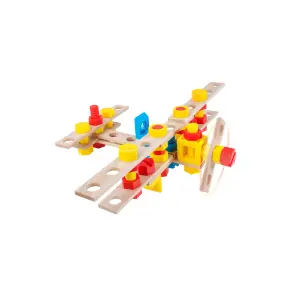 Set constructor junior-aeroplan, 50 de piese din lemn natur/multicolor - 