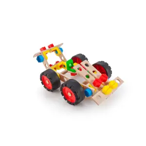 Set constructor junior-masina curse, 55 de piese din lemn natur/multicolor - 