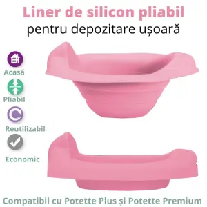 Potette Plus, Liner reutilizabil pentru olita portabila, silicon, roz - 