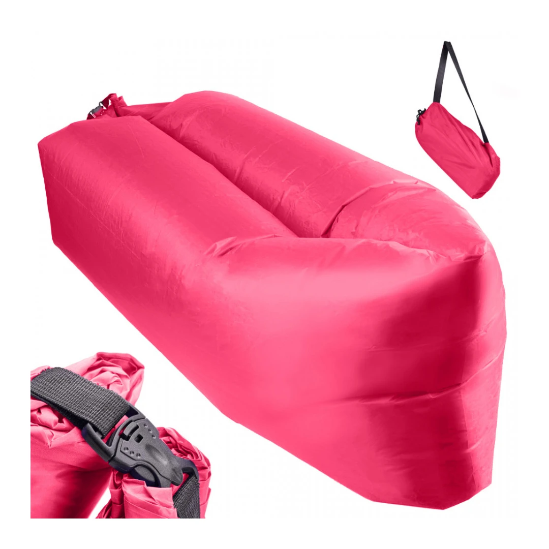 Saltea Autogonflabila "Lazy Bag" tip sezlong, 230 x 70cm, culoare Roz, pentru - 