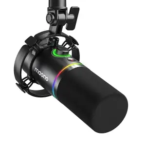Microfon profesional dinamic Maono PD200X cu lumini RGB programabile, cardioid, pentru Gaming, Podcast, Streaming, XLR/USB - 